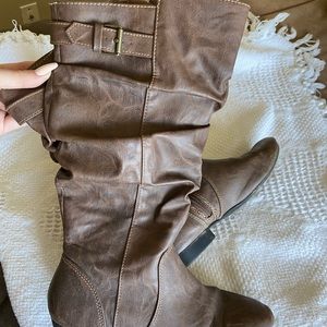 Brown leather boots